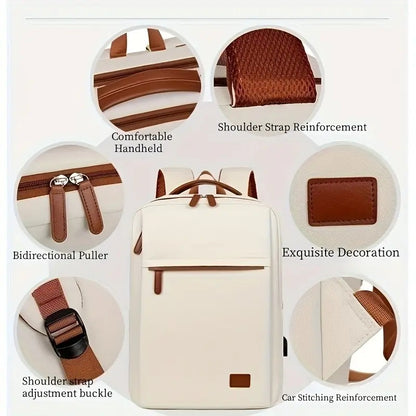 Backpack Oxford Cloth Business Computer Bag With Large Capacity, Strong And Wearable Student School Bag, Solid Color And Versatile Travel Backpack - My Store
