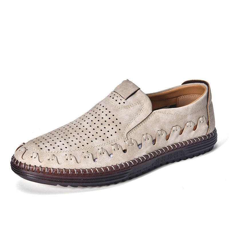 Men's Outdoor Casual Shoes Slip-on Flat Handmade Leather Shoes - My Store