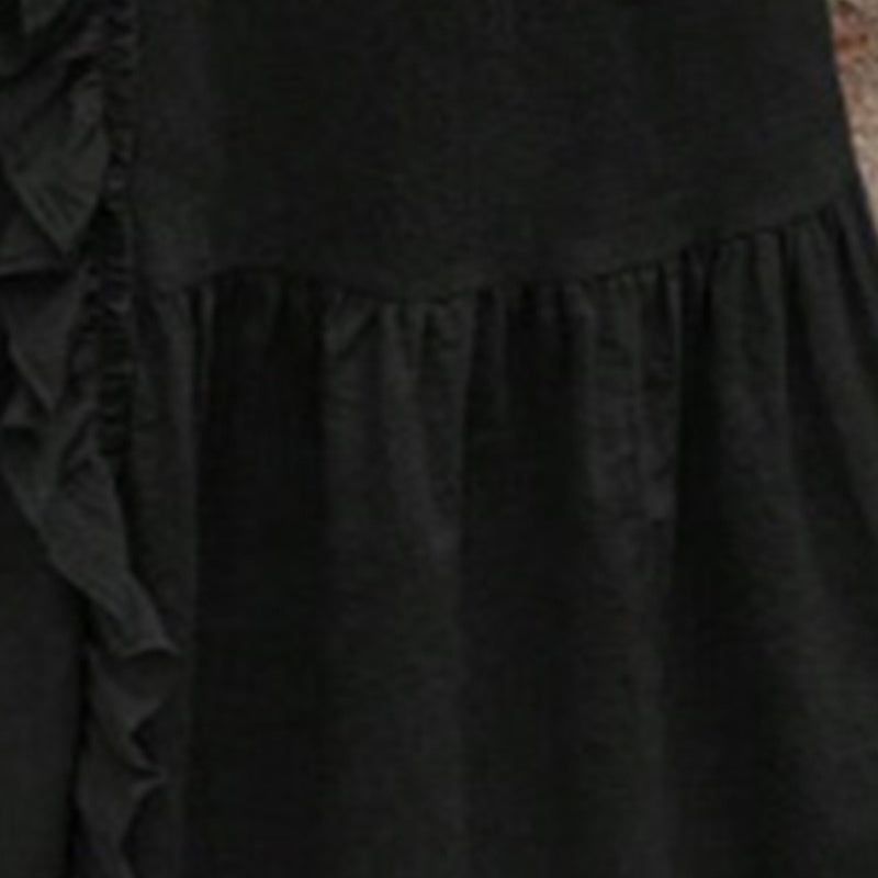Women's Elegant Casual Summer Dress - V-Neck Sleeveless Ruffled Vacation Long Dress With Pleated Hem - My Store