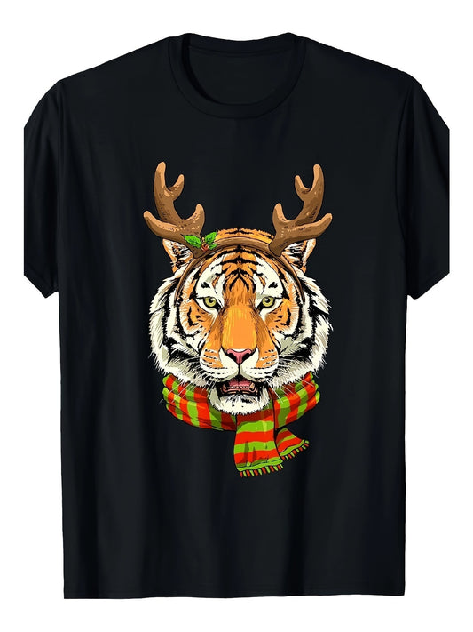 Christmas Tiger Patterned Tshirt Holiday Gift Design Unisex - My Store