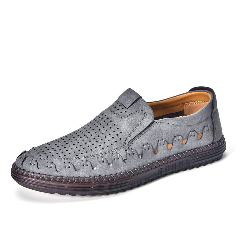 Men's Outdoor Casual Shoes Slip-on Flat Handmade Leather Shoes - My Store