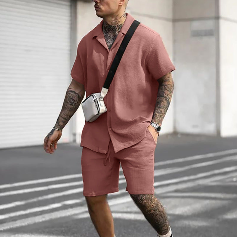Men's Casual And Comfortable Polo Short-sleeved Shorts Suit - My Store