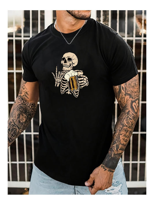 Skull Beer Pattern ShortSleeve TShirt A Fashionable Personalized And Casual MustHave Item - My Store