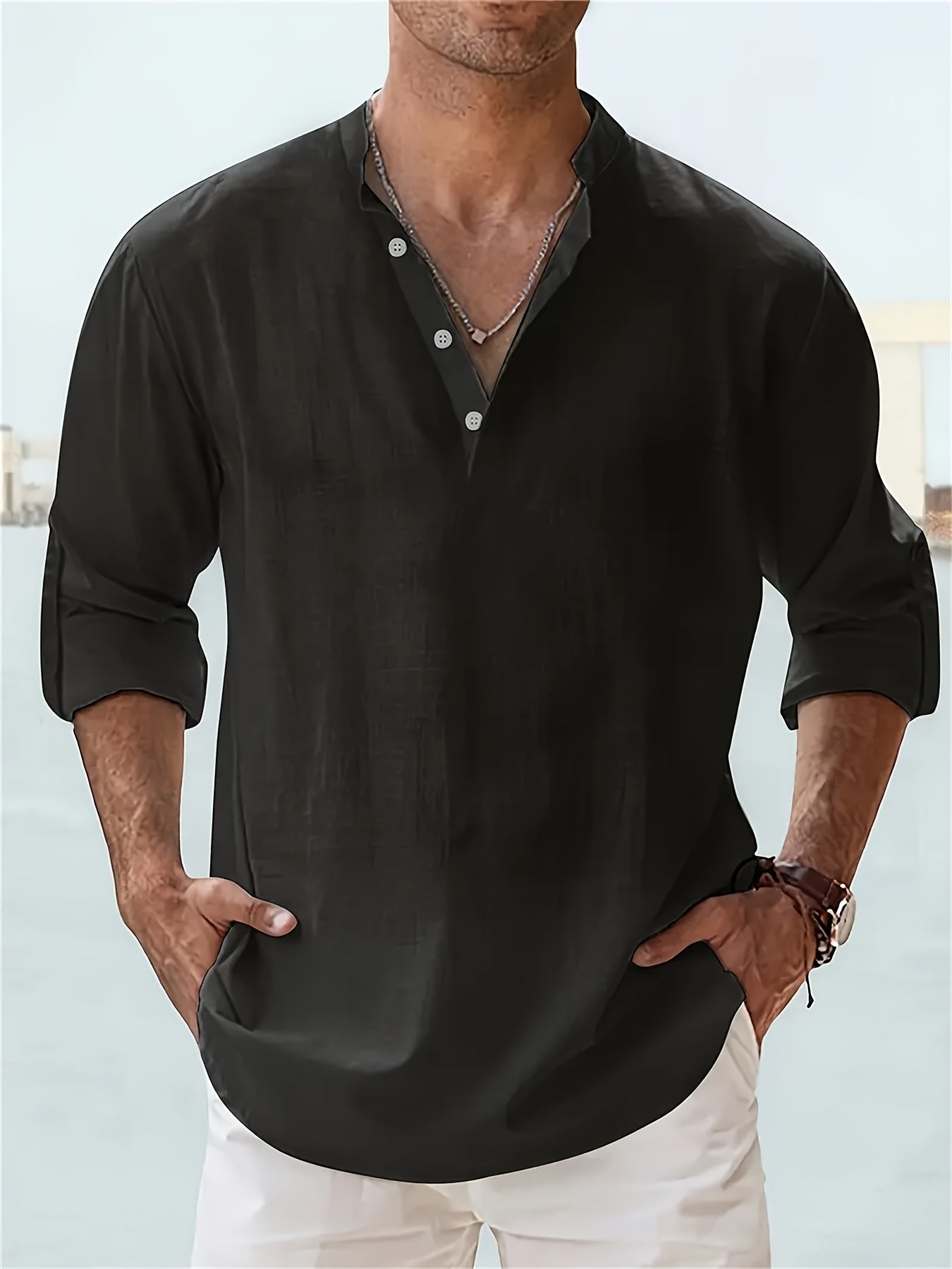 Men's Long-sleeved Breathable Button-down Shirt - My Store