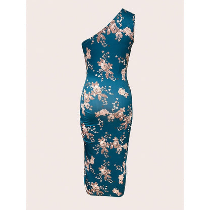 Women's One Shoulder Bodycon Dresses Summer 2025 Ruched High Split Floral Beach Cocktail Wedding Guest Dress - My Store