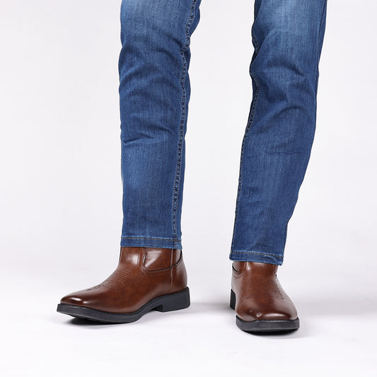 High Embroidered Retro Wide Head Cowboy Boot - My Store