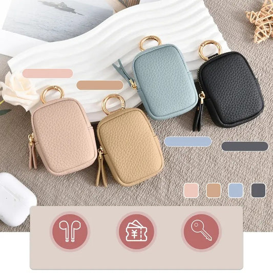 Leather Coin Purse, Small Change Purse Keychain Wallet For Women, Mini Coin Pouch With Zipper - My Store