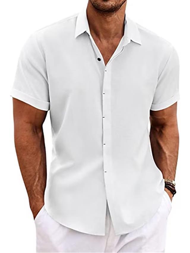 Men's Solid Color Loose Linen Short-sleeved T-shirt - My Store