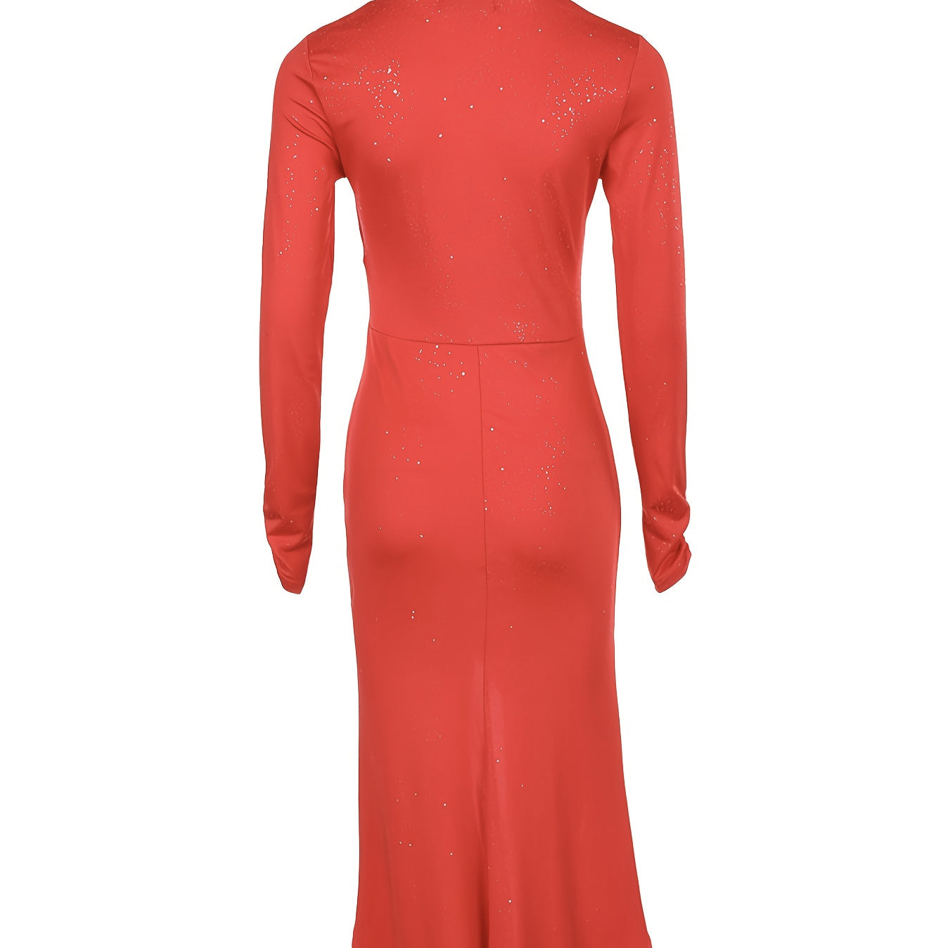 Ladies' V-neck Slim Fit Slit Fashionable Slimming Sexy Irregular Long Sleeved Mid Length Dress - My Store