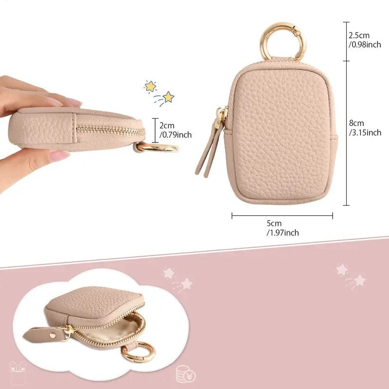 Leather Coin Purse, Small Change Purse Keychain Wallet For Women, Mini Coin Pouch With Zipper - My Store