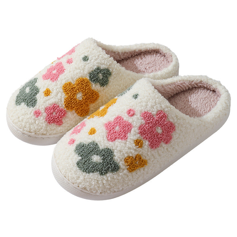 Warm Indoor Comfortable Colorful Flowers Cotton Slippers - My Store