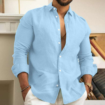 Amazon Men's Linen Shirt Button Shirt Summer Beach Solid Color - My Store