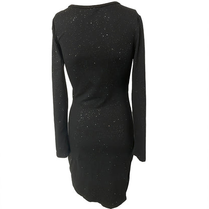 Elegant Women's Solid Color V-Neck Bodycon Dress - Long Sleeve Slim Fit Party Dress For Fall&Spring - My Store