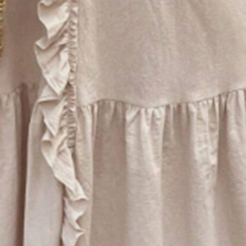 Women's Elegant Casual Summer Dress - V-Neck Sleeveless Ruffled Vacation Long Dress With Pleated Hem - My Store