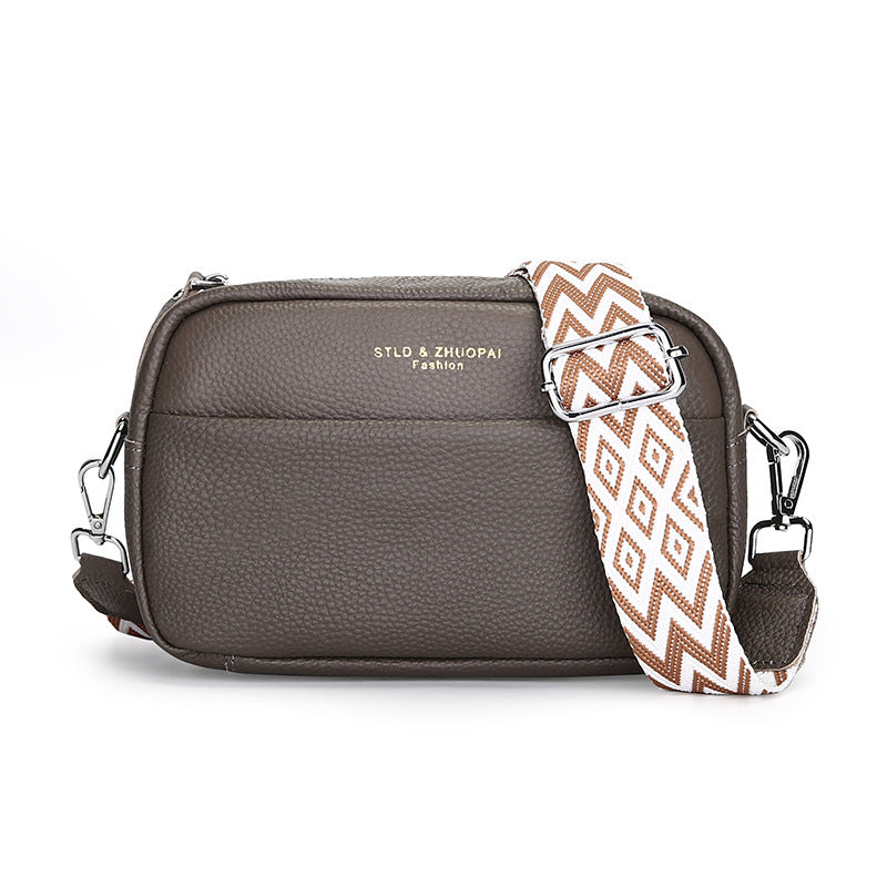 Fashion Simple Shoulder Messenger Bag Top Layer Cowhide Small Square Bag - My Store