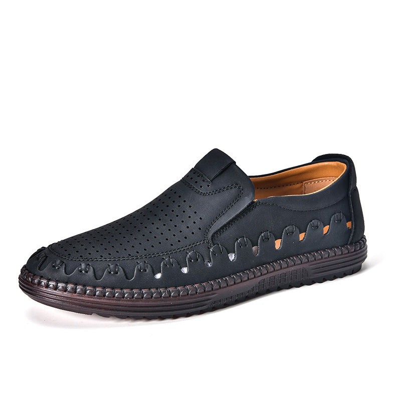 Men's Outdoor Casual Shoes Slip-on Flat Handmade Leather Shoes - My Store