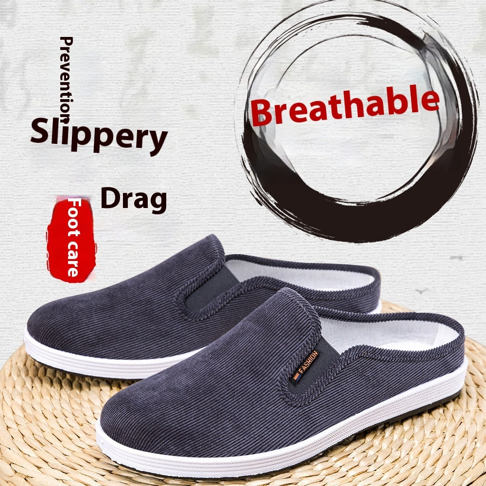 Casual Breathable All-match Sneakers Slip-on Heel-free Half Support Non-slip Men's Shoes - My Store