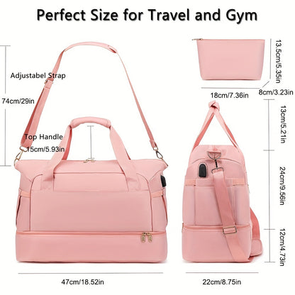 Women's Travel Duffel Bag, Sports Gym Yoga Duffel Bag Weekender Overnight Totes Bag - My Store