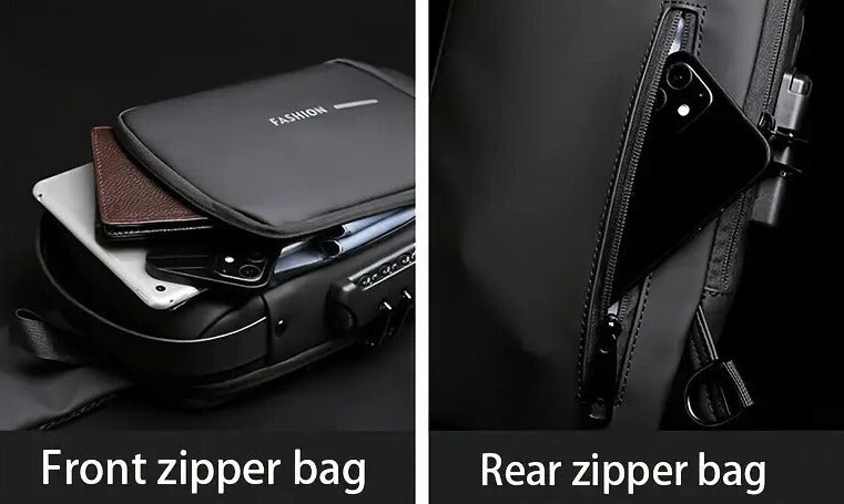 Men S Waterproof Motorcycle Chest Bag - Anti-Theft Shoulder Bag Oxford Fabric, Multifunctional For Hiking Outdoor Activities, Outdoor Shoulder Bag Versatile Carryall Durable Oxford Fabric - My Store