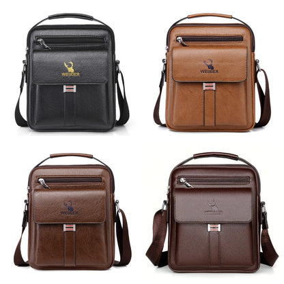 Leather Messenger Crossbody Shoulder Bag For Men Work Business Casual Adjustable Straps With Metal Zipper - My Store