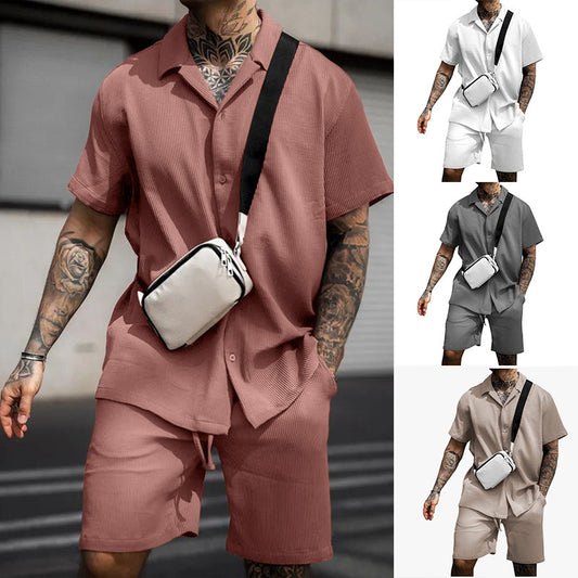 Men's Casual And Comfortable Polo Short-sleeved Shorts Suit - My Store