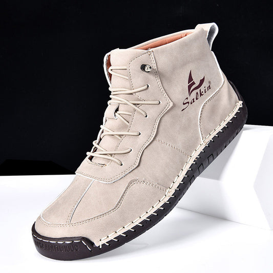 Leather Shoes High-top Retro Casual Boots - My Store