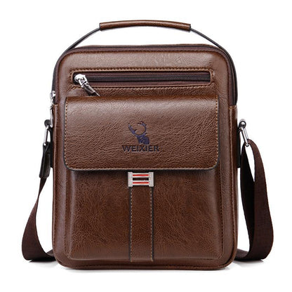 Leather Messenger Crossbody Shoulder Bag For Men Work Business Casual Adjustable Straps With Metal Zipper - My Store