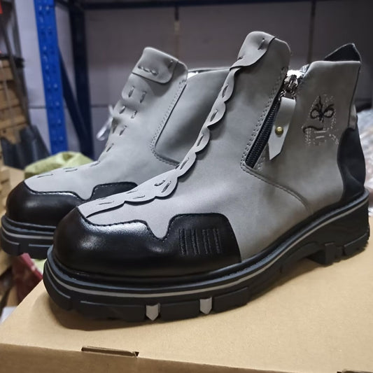 Men's Short Boots Round Toe Large Size Side Zipper Martin Boots - My Store