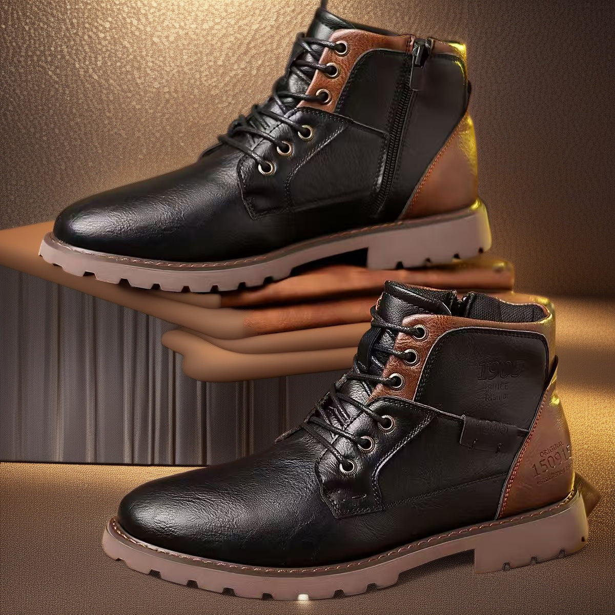 Male Martin Boots Leisure Plus Size Zip Ankle Boots - My Store