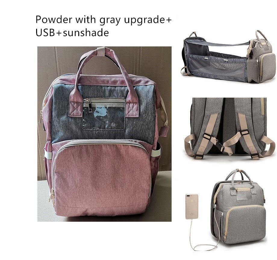 USB Charging Version Mommy Bed Backpack Folding Large Capacity Multi-function - My Store