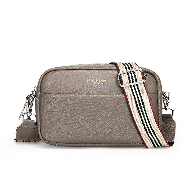 Fashion Simple Shoulder Messenger Bag Top Layer Cowhide Small Square Bag - My Store