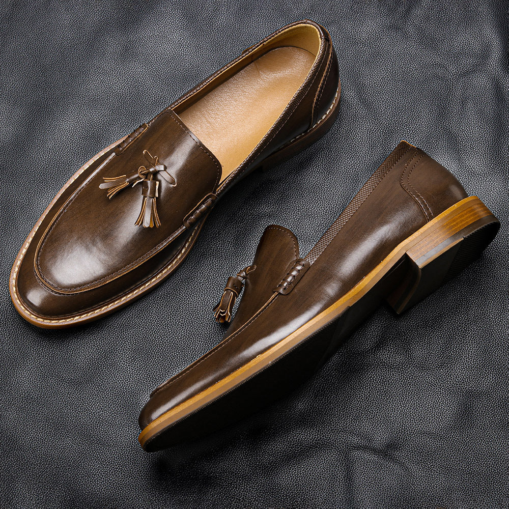 American Size Wood Grain Tassel Foreign Trade Formal Shoes Loafers Slip-on - My Store