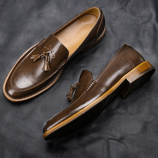 American Size Wood Grain Tassel Foreign Trade Formal Shoes Loafers Slip-on - My Store