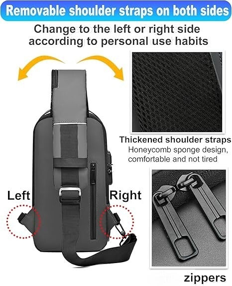 Men S Waterproof Motorcycle Chest Bag - Anti-Theft Shoulder Bag Oxford Fabric, Multifunctional For Hiking Outdoor Activities, Outdoor Shoulder Bag Versatile Carryall Durable Oxford Fabric - My Store
