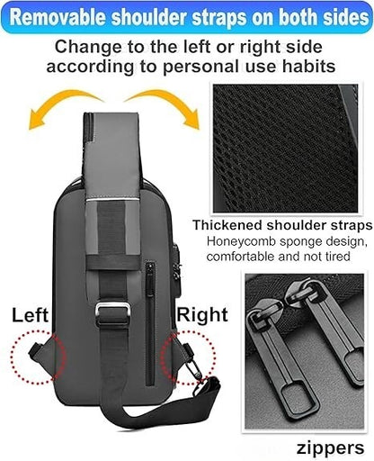 Men S Waterproof Motorcycle Chest Bag - Anti-Theft Shoulder Bag Oxford Fabric, Multifunctional For Hiking Outdoor Activities, Outdoor Shoulder Bag Versatile Carryall Durable Oxford Fabric - My Store