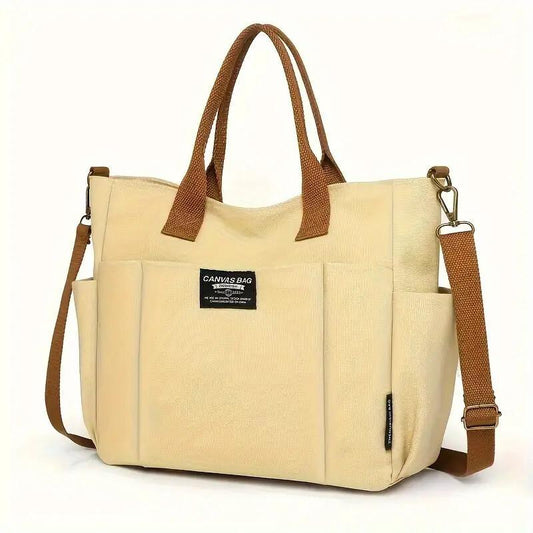 Multi Pocket Tote Bag For Women, Retro Canvas Shoulder Bag, Versatile Crossbody Bag For Daily Use - My Store
