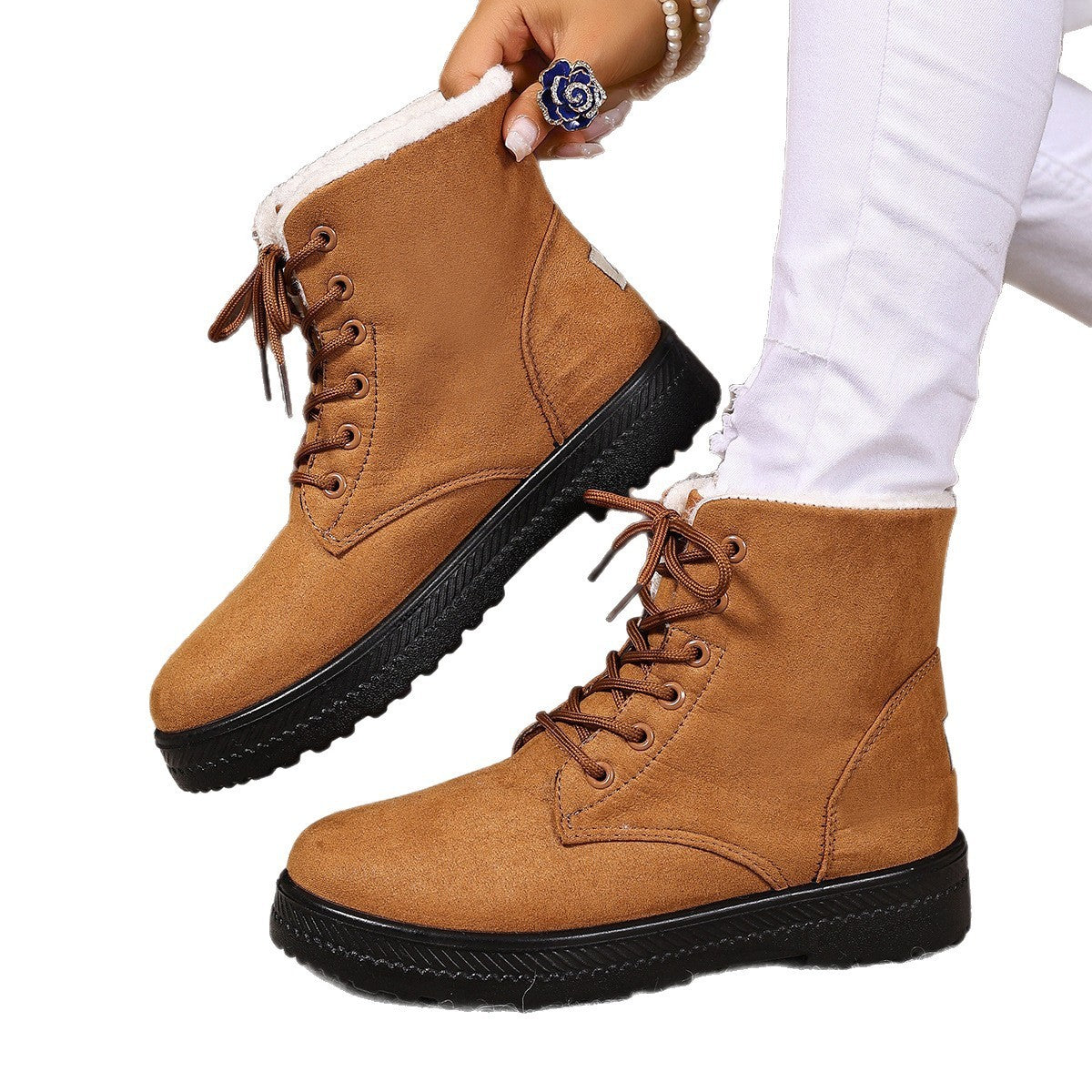 Women's Fashionable Waterproof High-top Cotton-padded Snow Boots - My Store