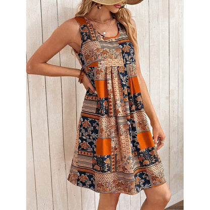 Women's Summer Dress Sleeveless Floral Boho Sundress Swimsuit Coverup Casual Loose Beach Vacation Tank Dresses - My Store