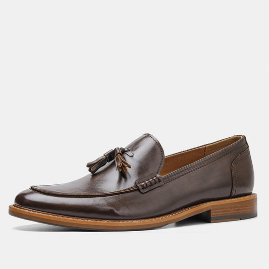 American Size Wood Grain Tassel Foreign Trade Formal Shoes Loafers Slip-on - My Store