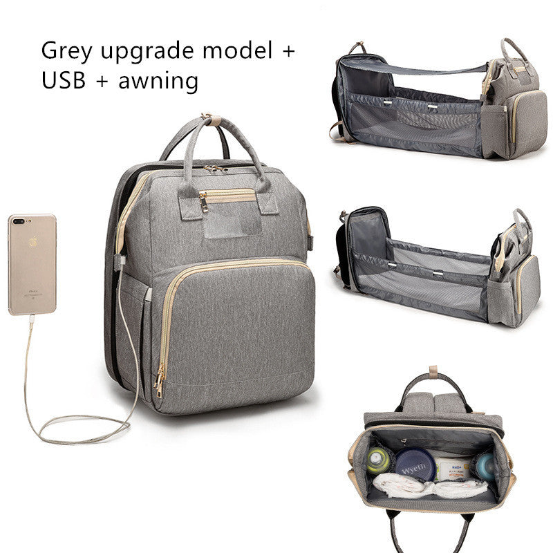 USB Charging Version Mommy Bed Backpack Folding Large Capacity Multi-function - My Store