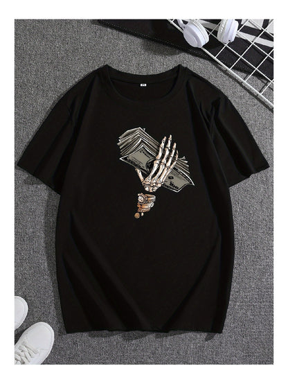 Black Skull Hand Print Shortsleeved Tshirt Fashion Trend Unique Personality - My Store