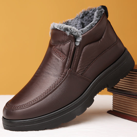 Winter Middle-aged And Elderly Thickened Non-slip Waterproof Fleece-lined Cotton Shoes - My Store