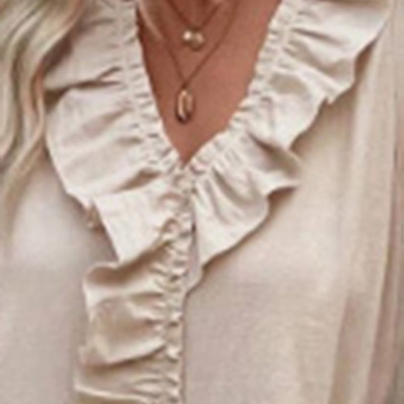 Women's Elegant Casual Summer Dress - V-Neck Sleeveless Ruffled Vacation Long Dress With Pleated Hem - My Store