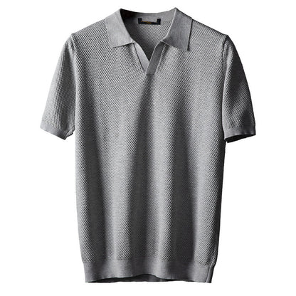 Men's V Knit Lapel Short Sleeve Top - My Store