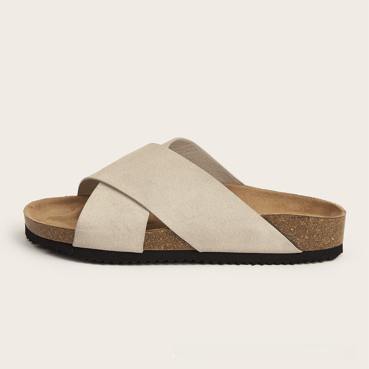 European And American Plus Size Khaki Round Toe Cross Roman Style Slip-on Flat Sandals - My Store