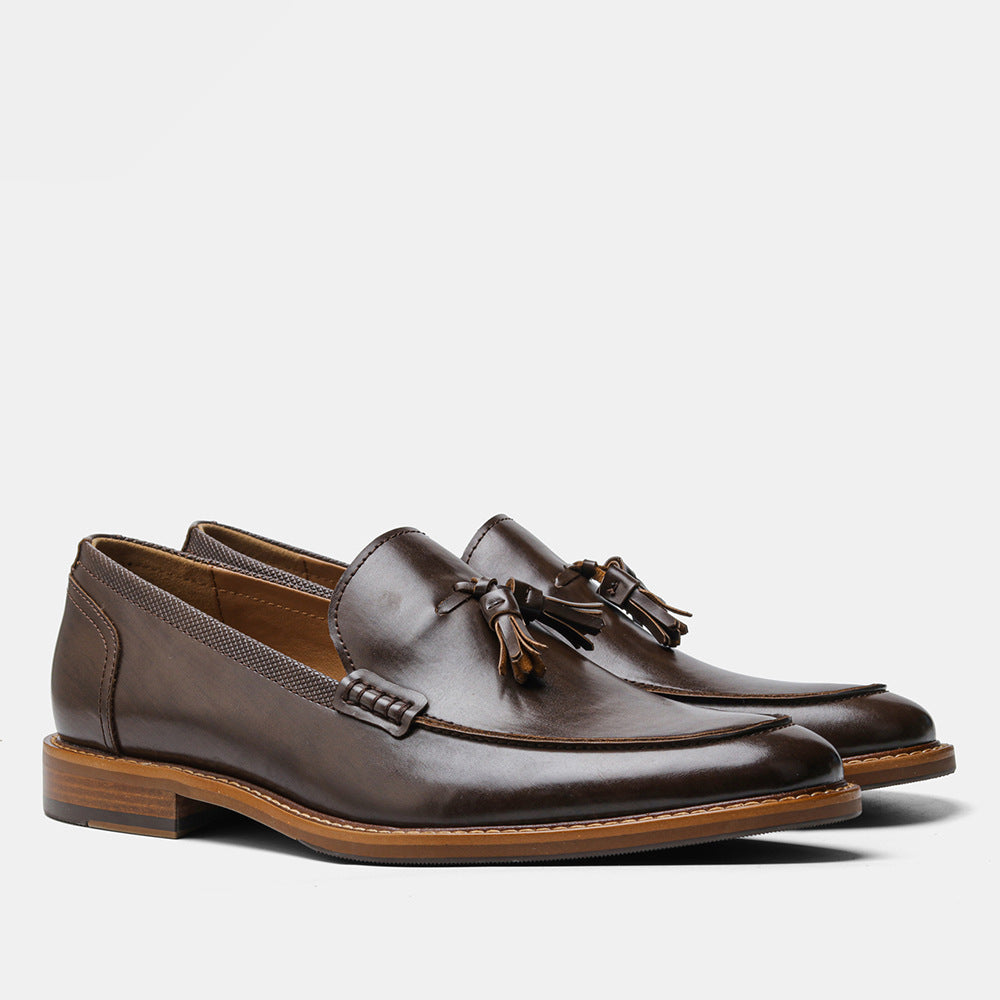 American Size Wood Grain Tassel Foreign Trade Formal Shoes Loafers Slip-on - My Store