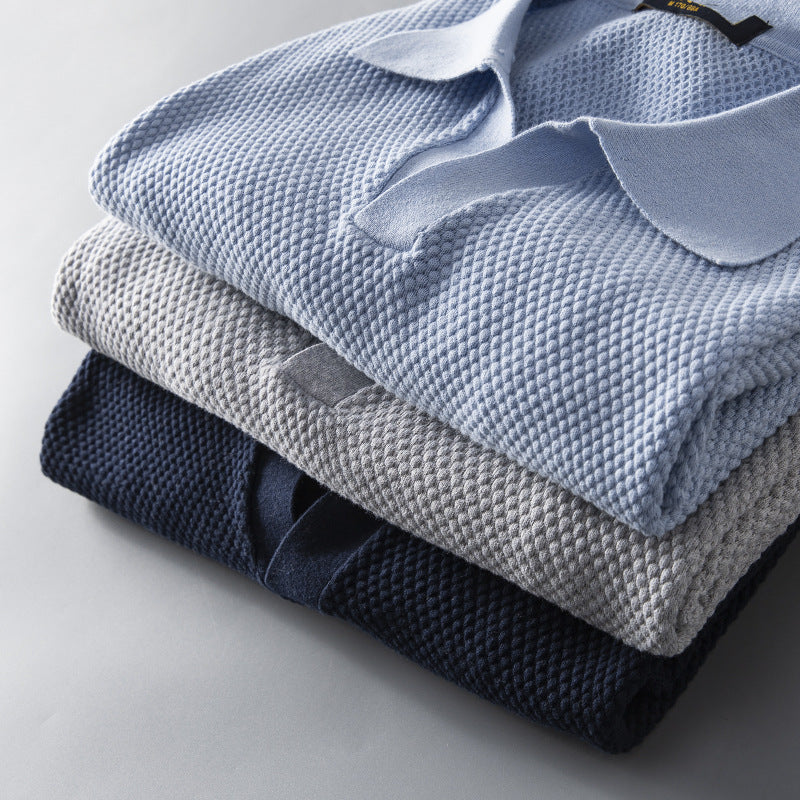 Men's V Knit Lapel Short Sleeve Top - My Store