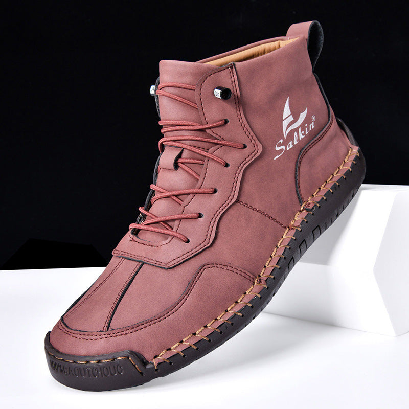 Leather Shoes High-top Retro Casual Boots - My Store