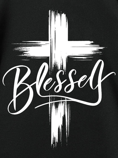 Blessed Print T-shirt, Men's T-shirt, Summer Casual Short Sleeved T-shirt - My Store