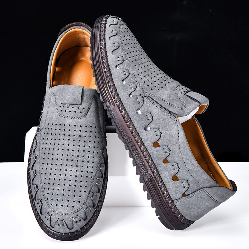 Men's Outdoor Casual Shoes Slip-on Flat Handmade Leather Shoes - My Store